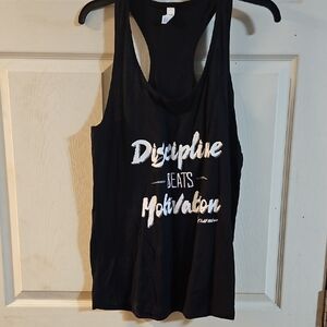 #CLUBFITWEAR DISCIPLINE BEATS MOTIVATION RACERBACK TANK: BLACK: EUC: XXL